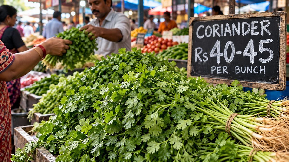 Mumbai Coriander Prices Soar To ₹45 Per Bunch As Unseasonal Rain Cuts APMC Supply By Over 50 Per Cent