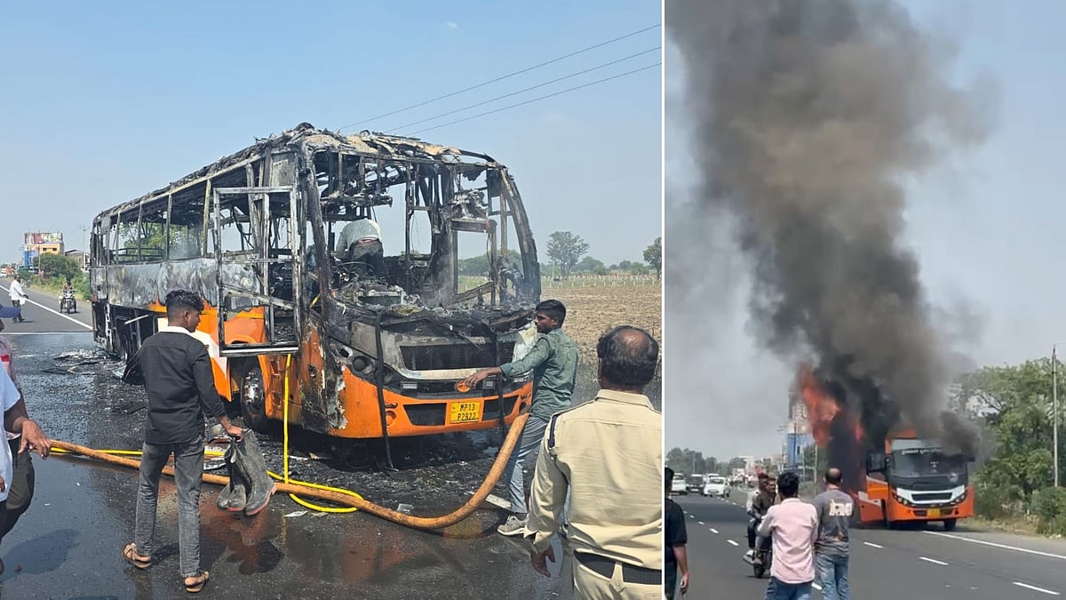 40 Passengers Escape As Sugam Seva-Linked Bus Goes Up In Flames On Ujjain-Indore Road