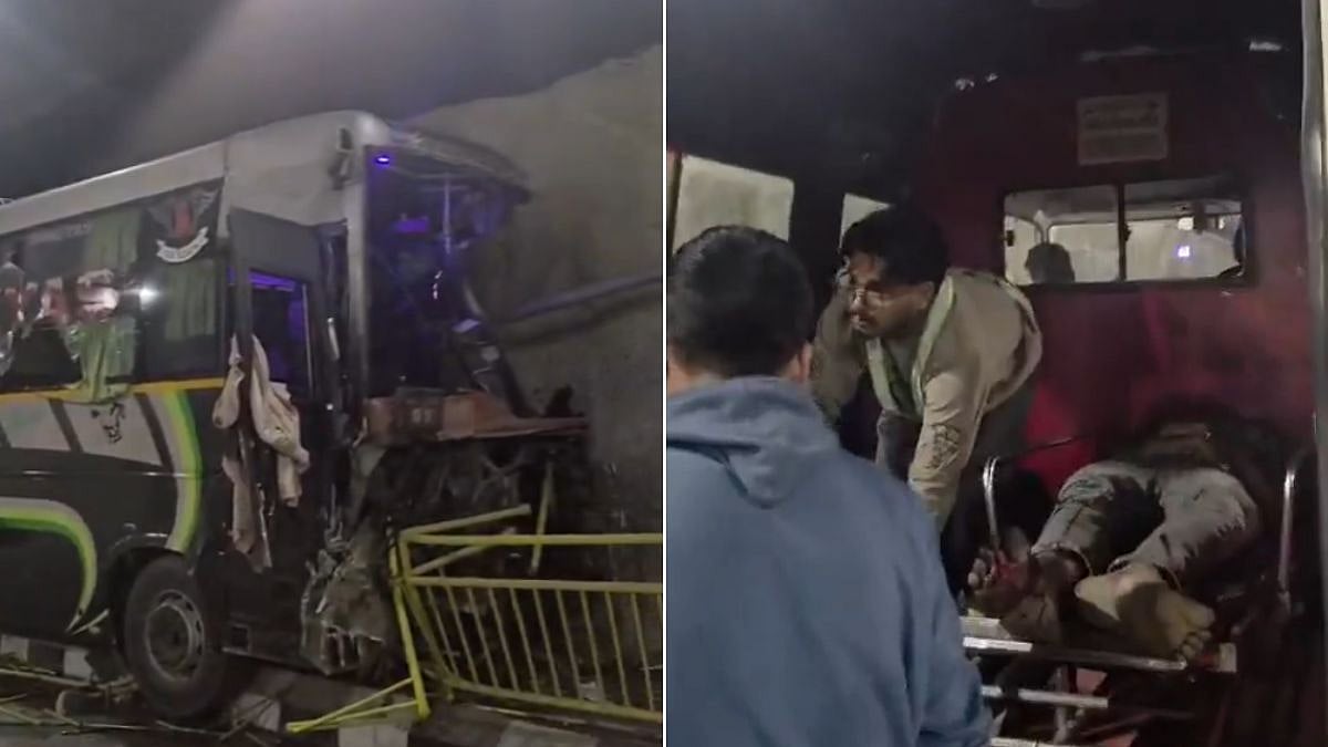 Pune Mumbai Expressway Accident: Bus-Truck Collision On Missing Link Near Lonavala Leaves 6-7 Passengers Injured | Video