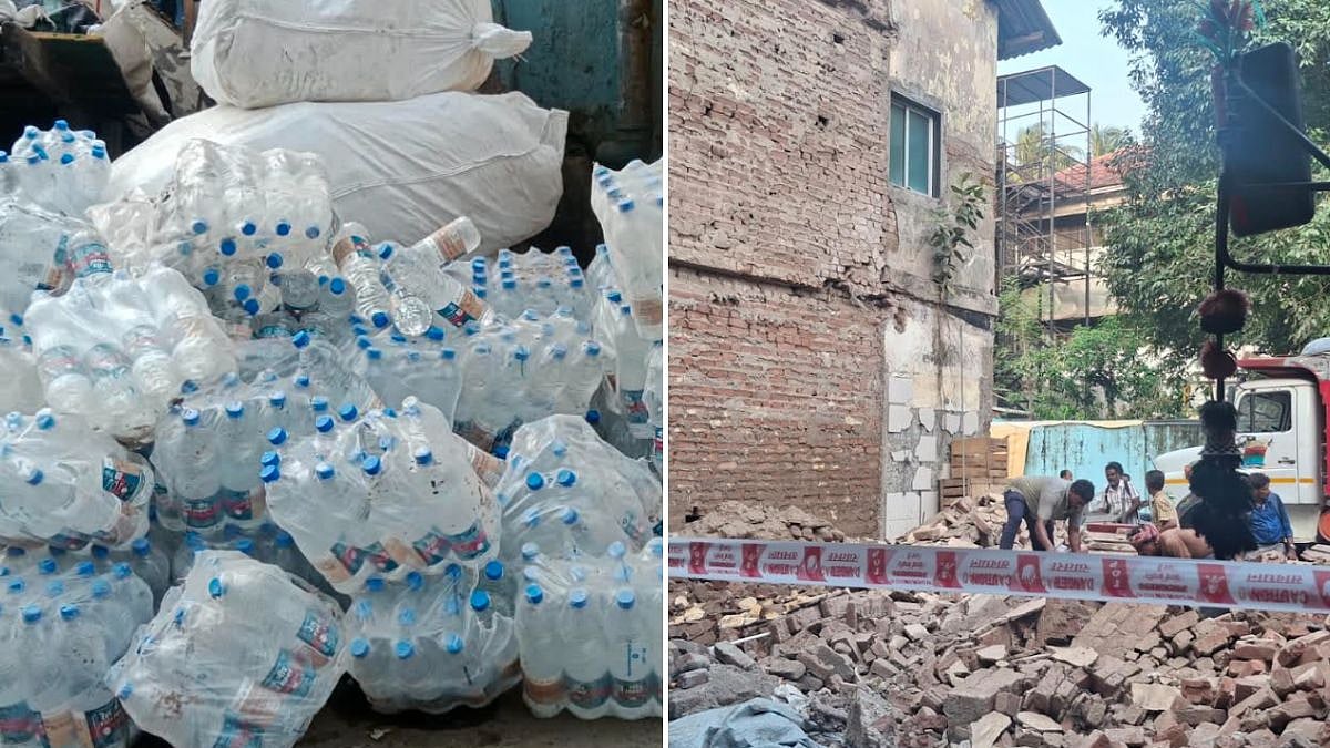 Old Building Wall Collapses Outside CSMT, Damages Car & 2 Motorcycles; Water Bottle Truck Tilts