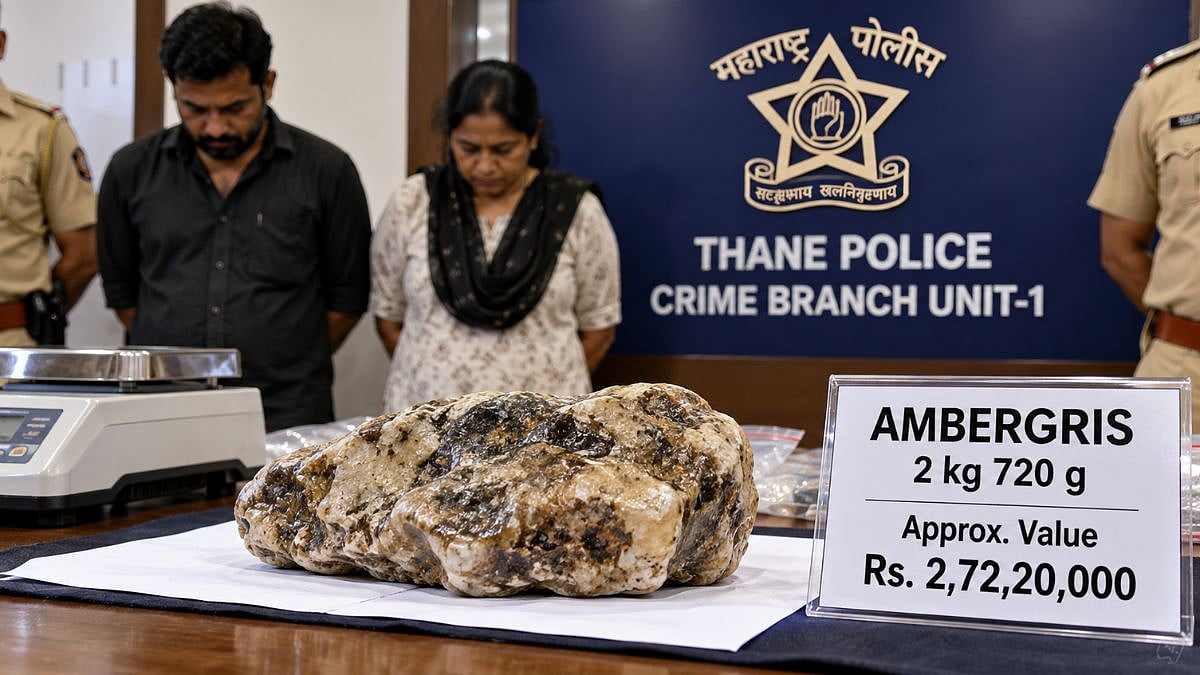 Thane Crime: Police Seize 2.72 Kg Ambergris Worth ₹2.72 Crore Near Jambhli Naka, 2 Arrested