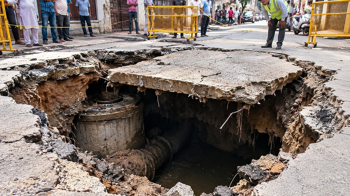 Indore Roads Or Sinking Zones? Portion Of Road In Pardeshipura Caves In Barely A Month After Pandharinath Road Collapse