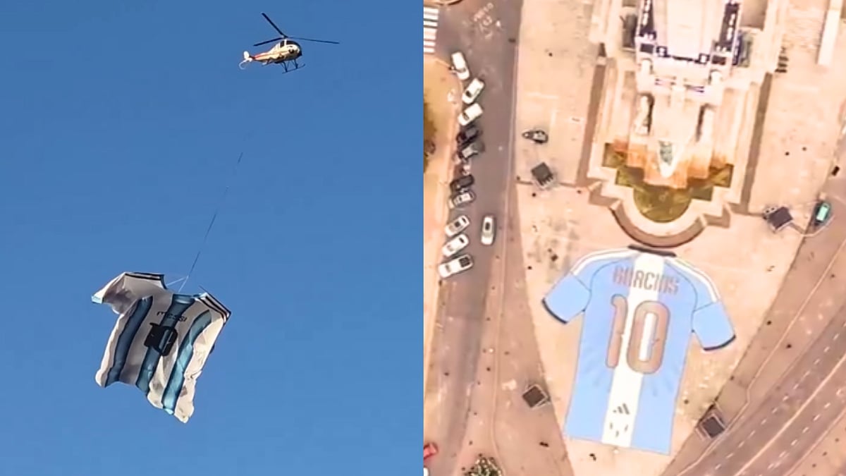 Lionel Messi's Giant No. 10 Argentina Jersey Takes To The Sky As Rosario Bids Emotional Goodbye | Video