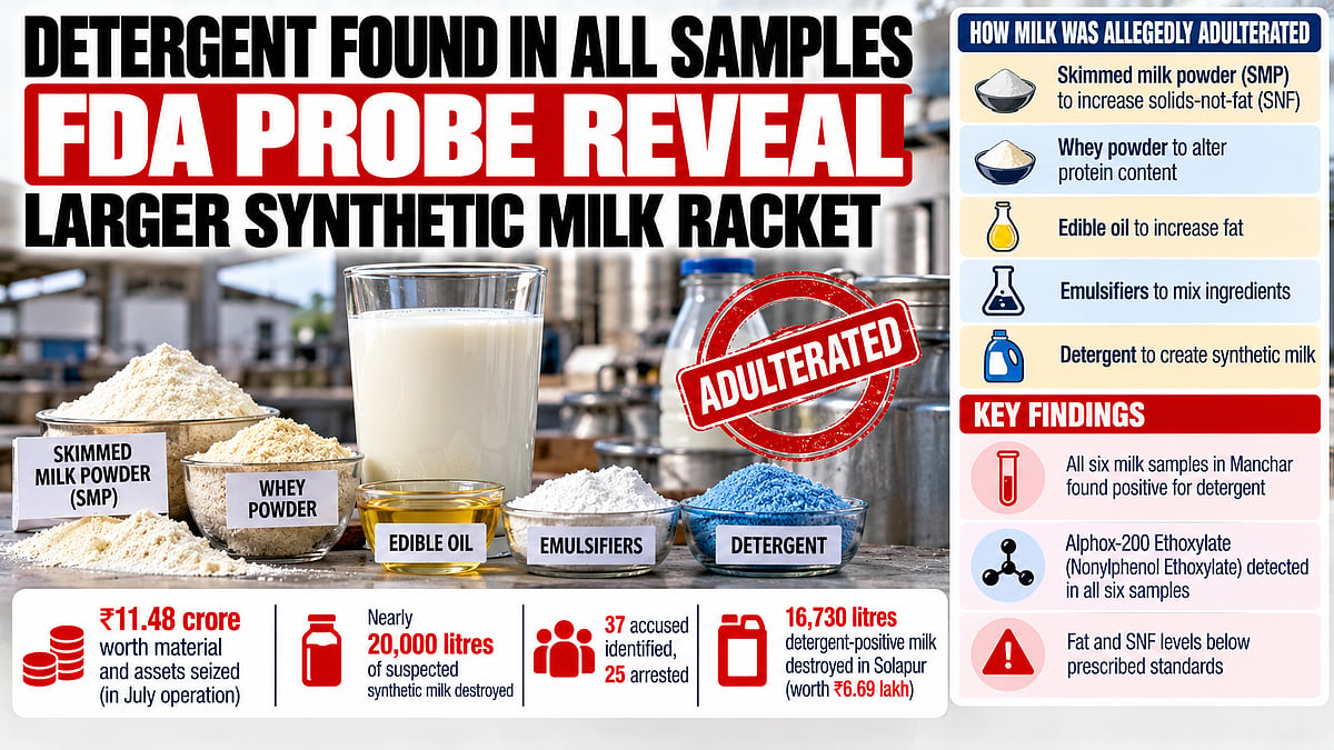 Maharashtra Synthetic Milk Racket: Detergent Found In All 6 Manchar Samples As FDA Probe Widens; 25 Arrested