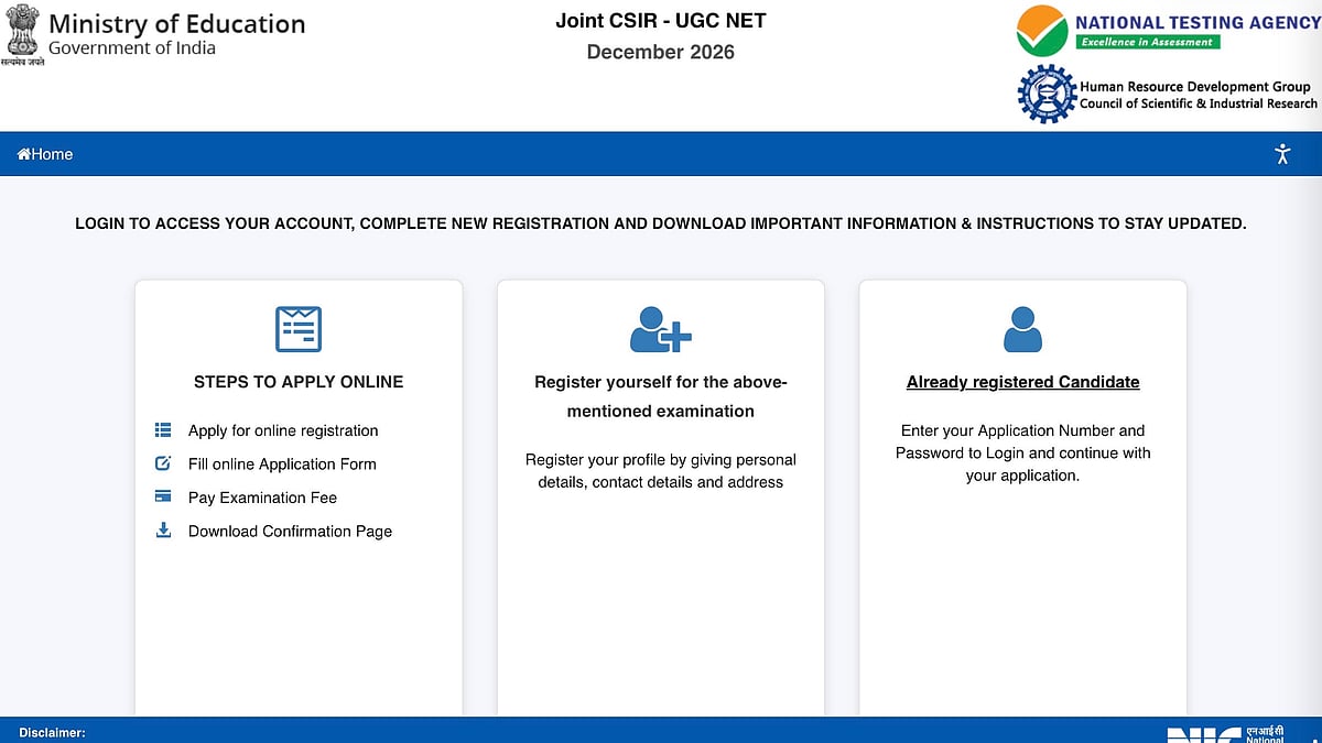 CSIR UGC NET December 2026 Registration Begins At csirnet.nta.nic.in; Check Details Here