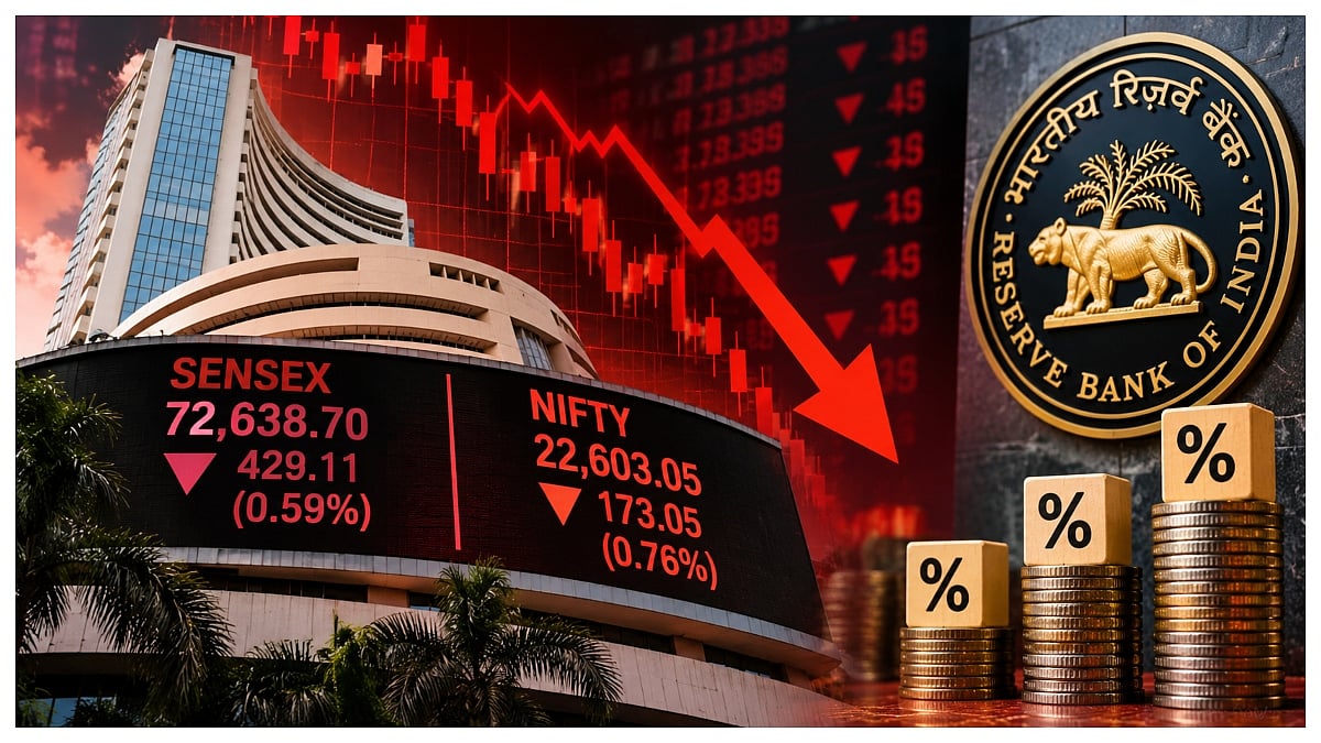 RBI Rate Hike Rattles Dalal Street, Sensex Sinks 429 Points As Nifty Slips Below 22,650