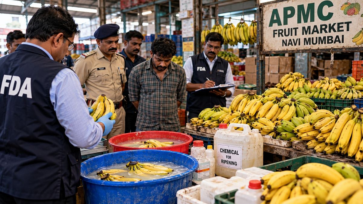 Navi Mumbai Crime: 1,384 Kg Bananas Seized Over Alleged Chemical Ripening At APMC, 1 Arrested