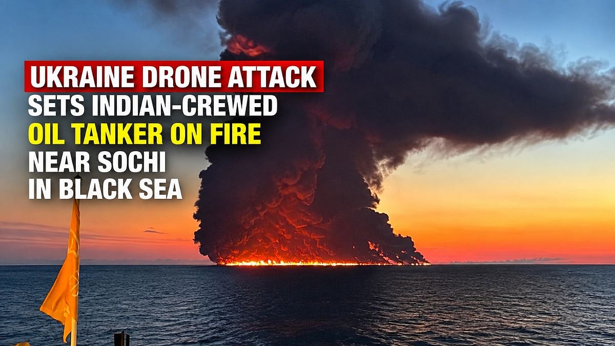 Ukraine Drone Attack Sets Indian-Crewed Oil Tanker On Fire Near Sochi In Black Sea; All 23 Crew Rescued | VIDEO
