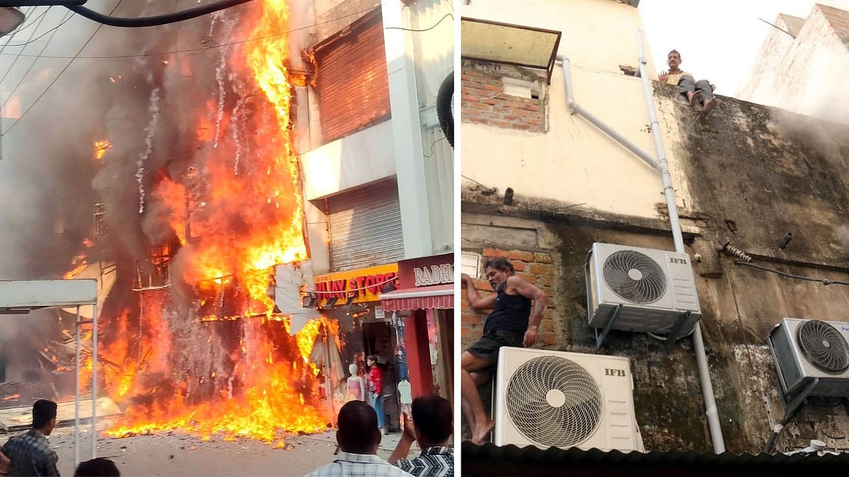 Massive Fire Broke Out At Eatery Spreads After 2 Lpg Explodes, 5 Shops Of New Market Gutted, No Casualties Reporter In Bhopal 