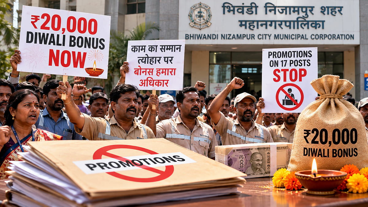 Bhiwandi Civic Employees Demand ₹20,000 Diwali Bonus, Seek Halt To Promotions Over 17 Posts