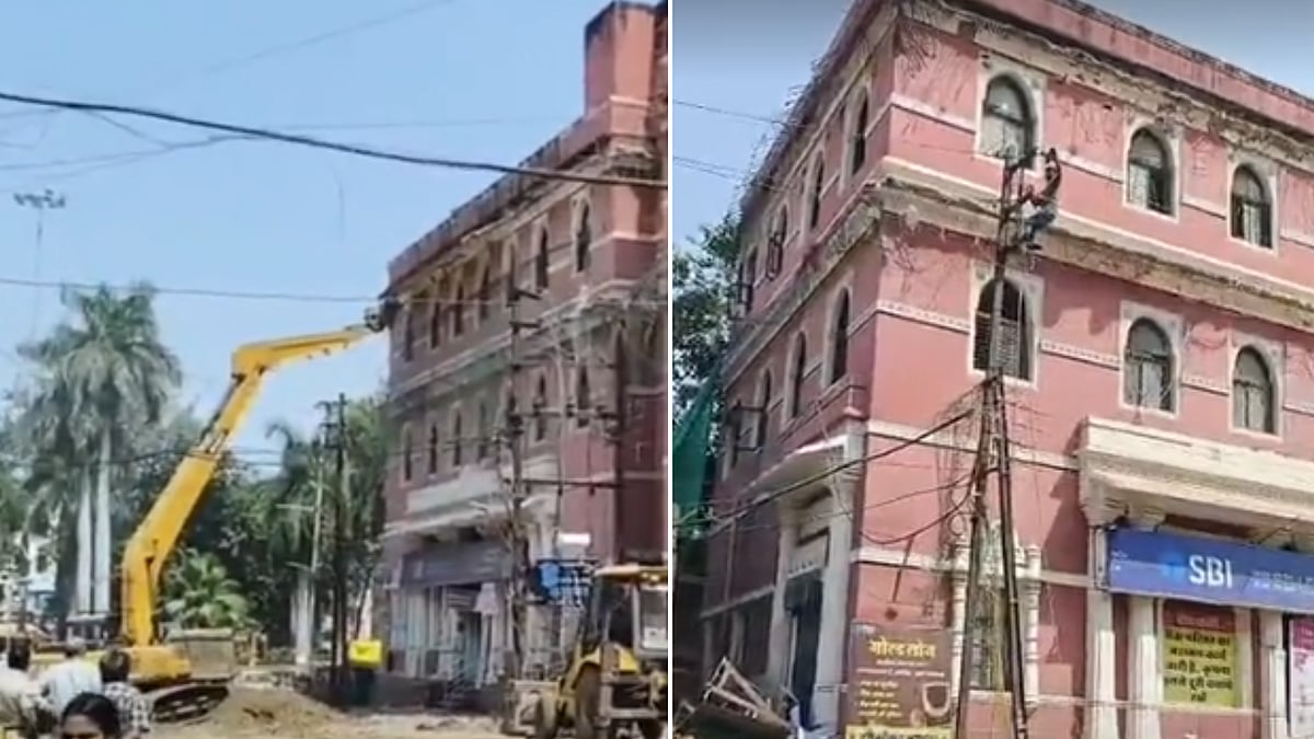 IMC Removes Damaged Balconies Of Old Bank Building Near Rajwada After 2 Falling Debris Incidents 
