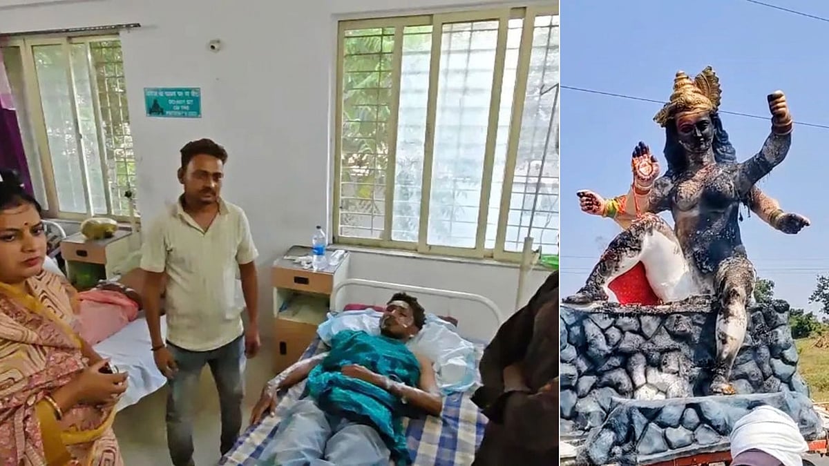 MP’s Khandwa: Durga Idol Catches Fire After Touching High-Tension Wire Near Mukulgaon, Four Youths Suffer Burns