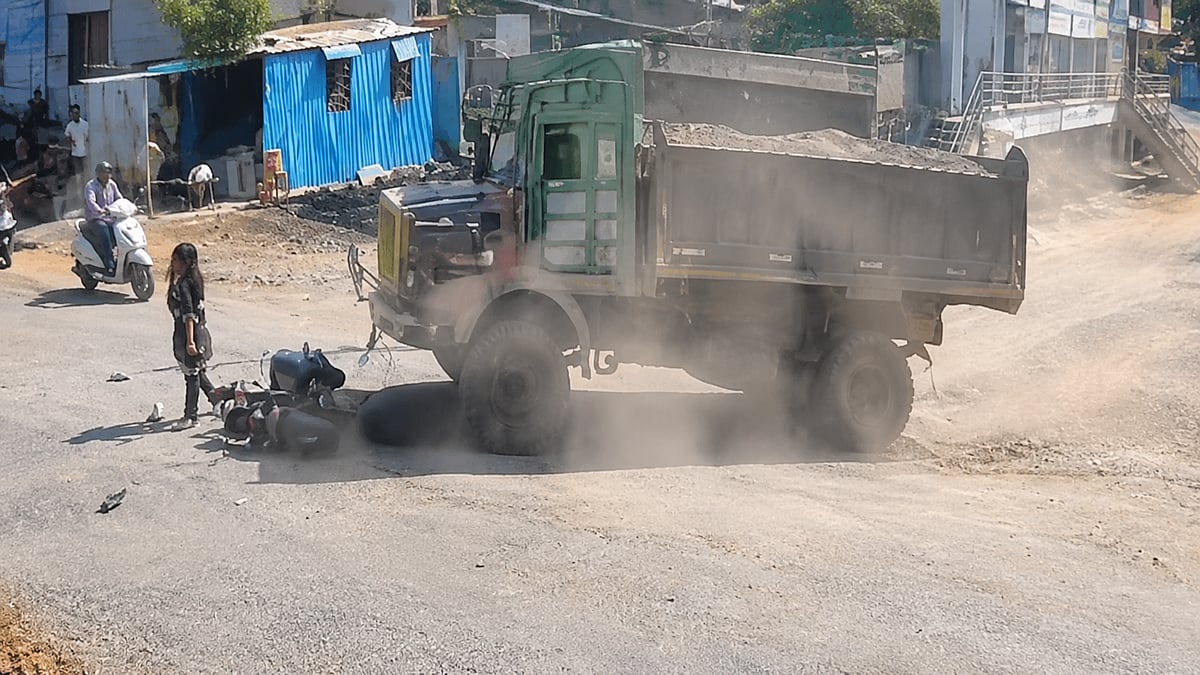 Shrirampur: Girl Clings To Dumper’s Bumper To Escape Being Crushed, CCTV Footage Goes Viral |WATCH