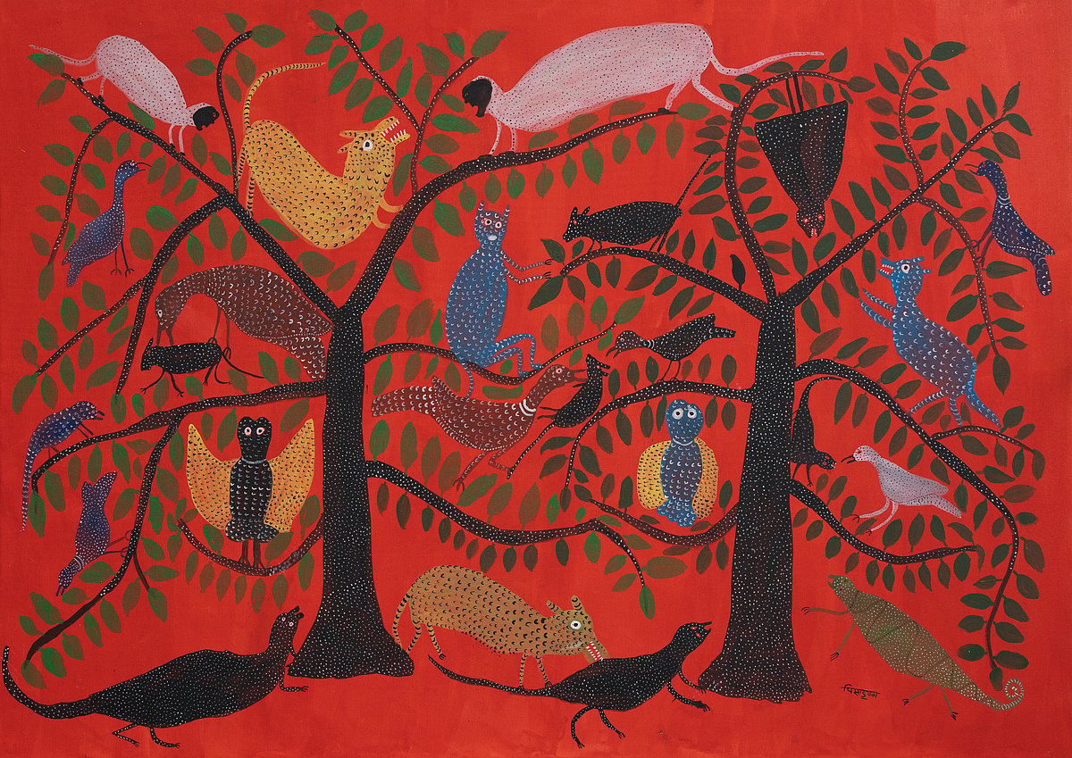 Jungle Jeevan, 2025 by Pisadu Ram Mandavi at Ojas Art Gallery