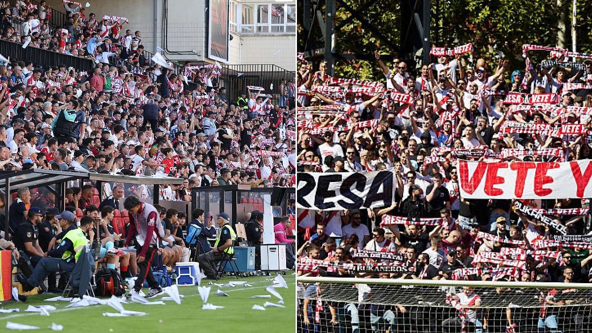 Chaotic Scenes! Rayo Vallecano Fans Throw Paper Planes, Rubber Balls In Protest As Athletic Club Clash Is Abandoned | VIDEO