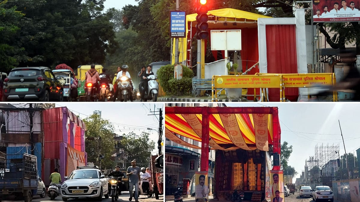 Bhopal Durga Puja Pandals Choke Roads Amid Metro Construction, Traffic Jams Hit Commuters Across City