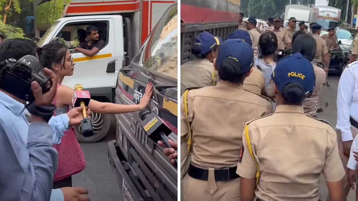 'They Have Detained My Friend': Woman Tries To Stop Police Van During Mumbai CJP Protest, Gets Whisked Away By Cops In 5 Sec | VIDEO