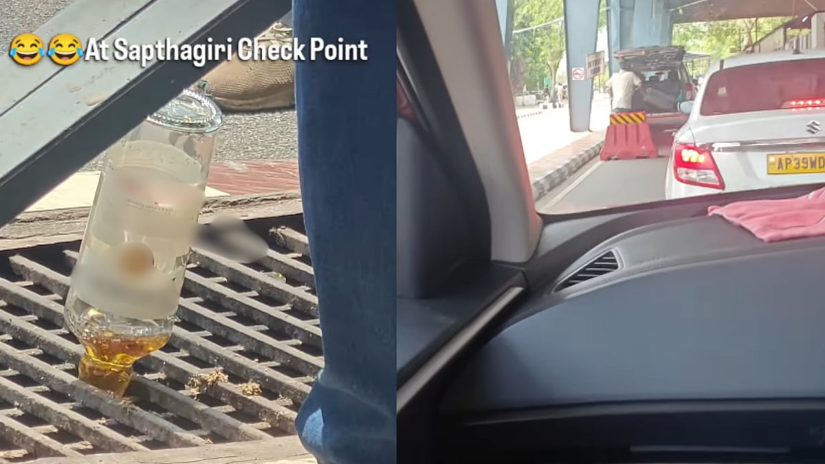 Tirupati: Video Shows Passengers Dumping Alcohol Bottles Into Gutter Before Sapthagiri Checkpoint
