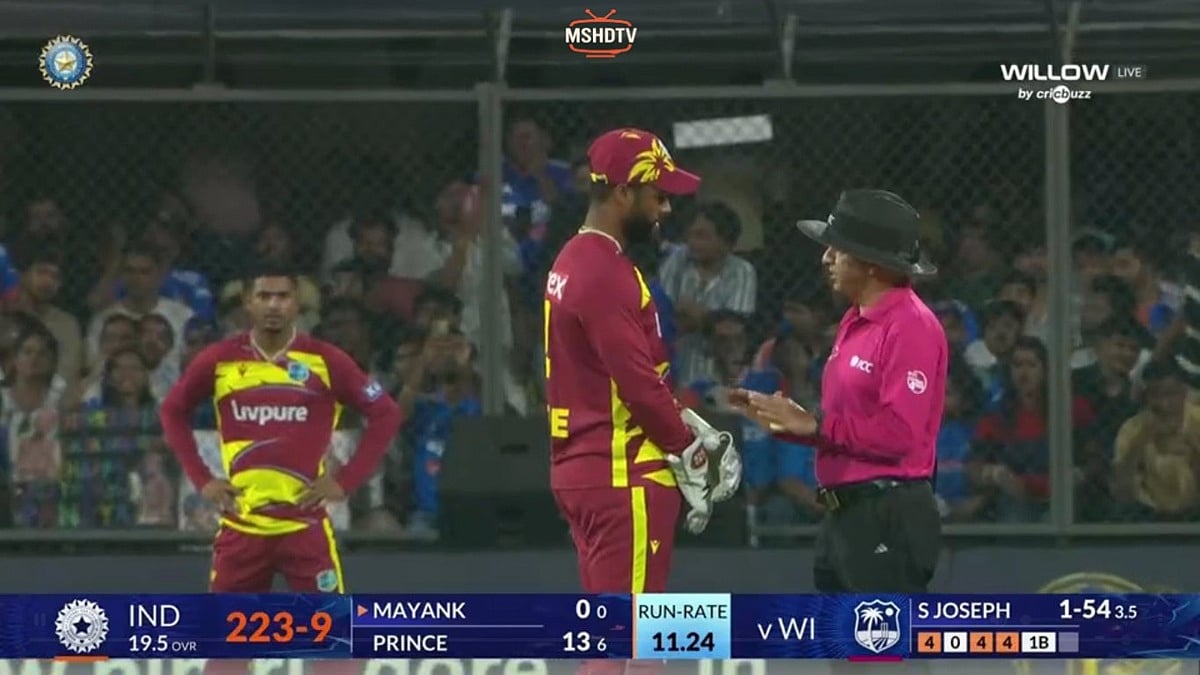 IND Vs WI 3rd T20I: Shai Hope, Roston Chase Get Into Heated Argument With Umpires Over Bye Run Against India; VIDEO