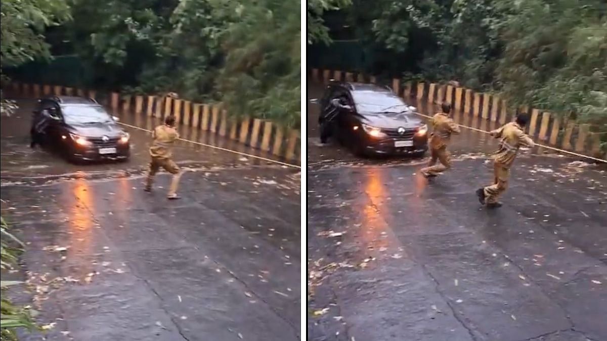 Noida Rains: Car Occupants Break Window To Escape As Renault Duster Gets Trapped In 5-Ft-Deep Water | Video