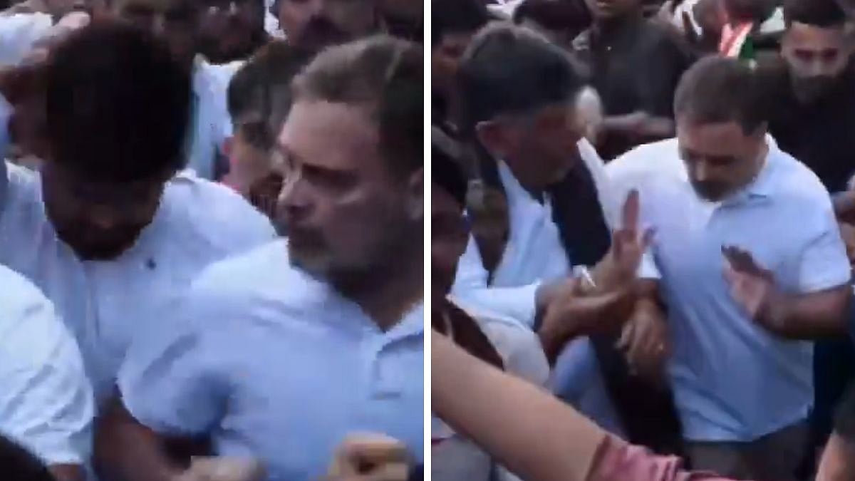 Rahul Gandhi Elbows Protester, Pulls Karnataka CM DK Shivakumar By Collar During March To SC | Videos