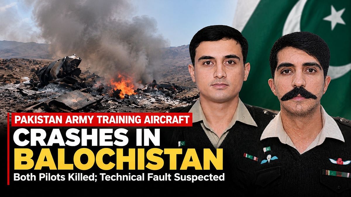 Pakistan Army Training Aircraft PAC MFI-17 Mushshak Crashes In Balochistan, Both Pilots Killed; Technical Fault Suspected | VIDEO