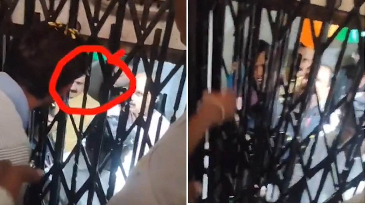 MP Former Minister Narottam Mishra Gets Stuck In Lift During Coaching Institute Inauguration In Gwalior; VIDEO