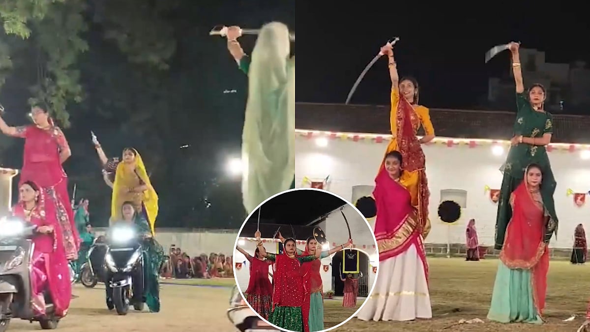 Women Perform Talwar Raas On Bikes And Jeeps At Navratri Celebrations In Rajkot; Visuals Go Viral