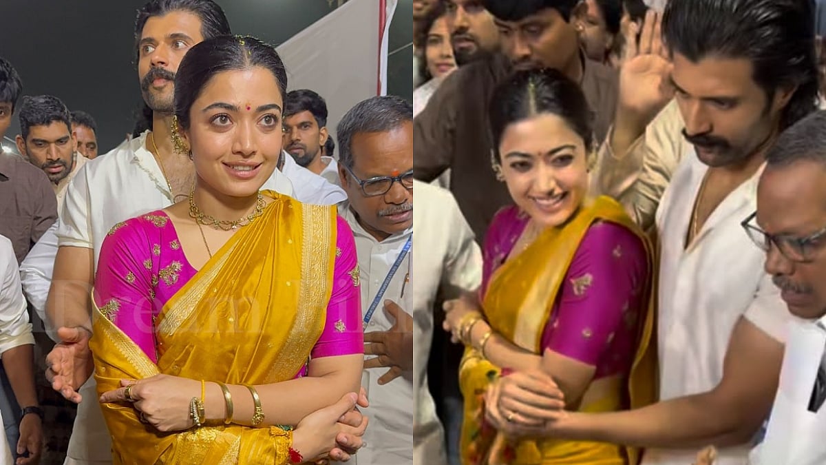 Vijay Deverakonda Holds Rashmika Mandanna Close As Fans Crowd Them During Tirumala Temple Visit Ahead Of Ranabaali Release—VIDEO