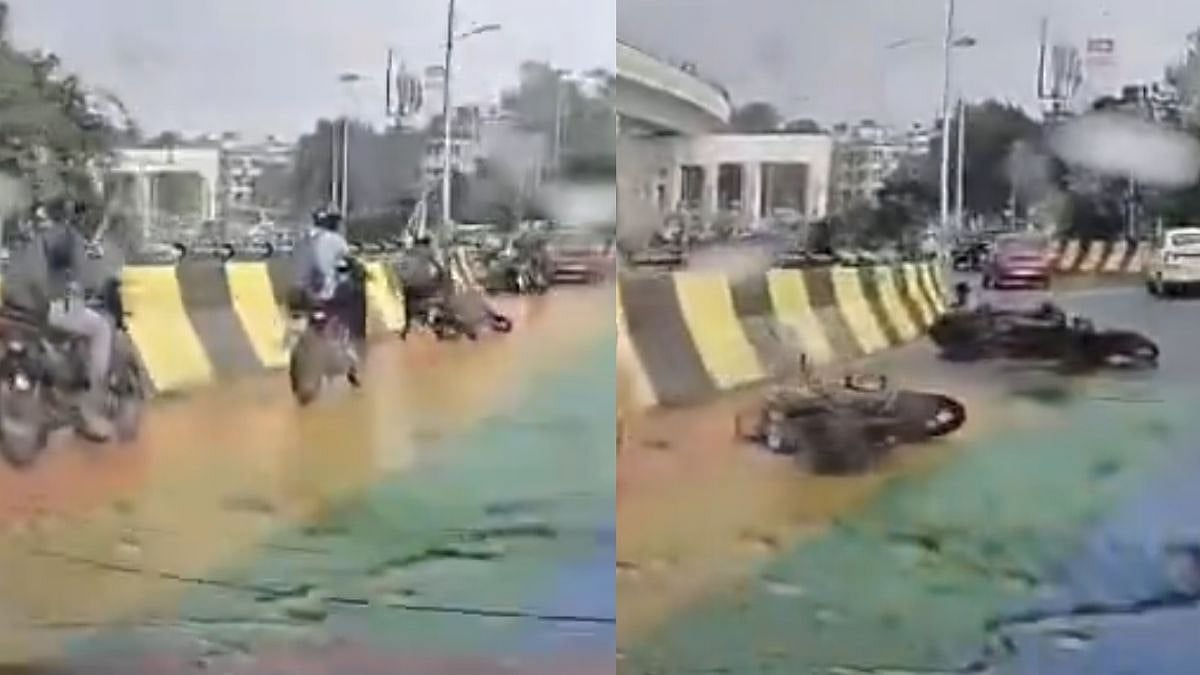 Three Bikes Skid One After Another On Newly Painted Chingrighata Flyover In Kolkata, Dashcam Video Raises Safety Concerns - WATCH 
