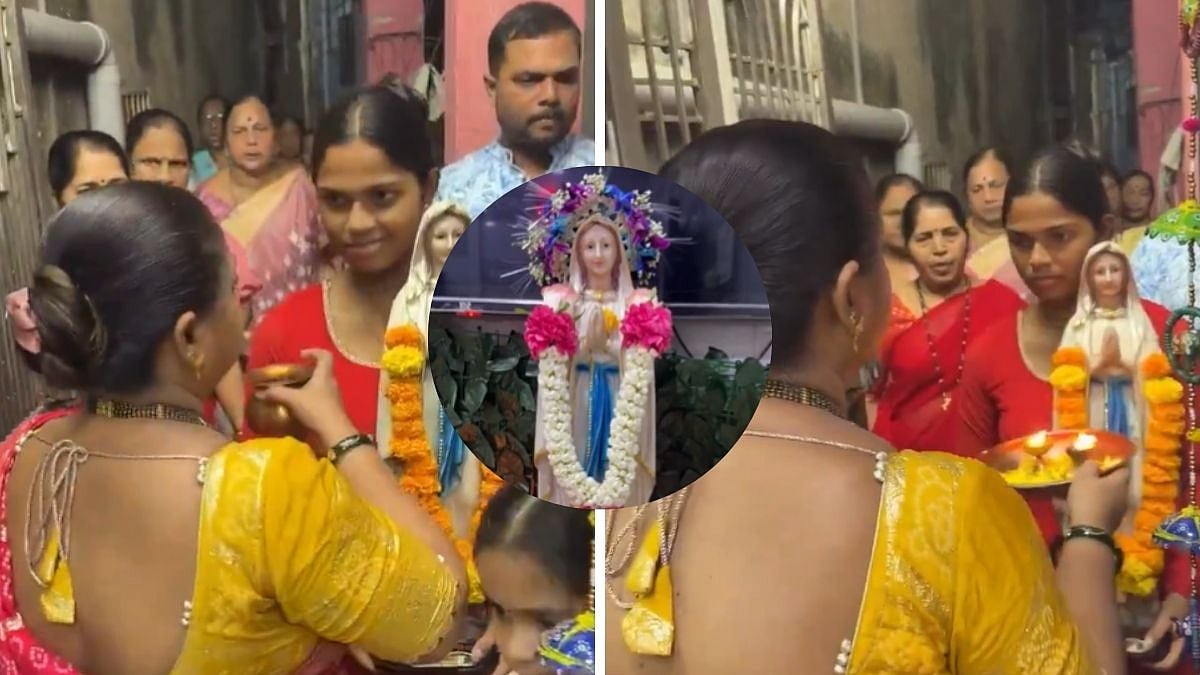 Viral Video Shows Women Welcoming Mother Mary With Hindu Rituals During Navratri In Mumbai; Clip Sparks Debate Online