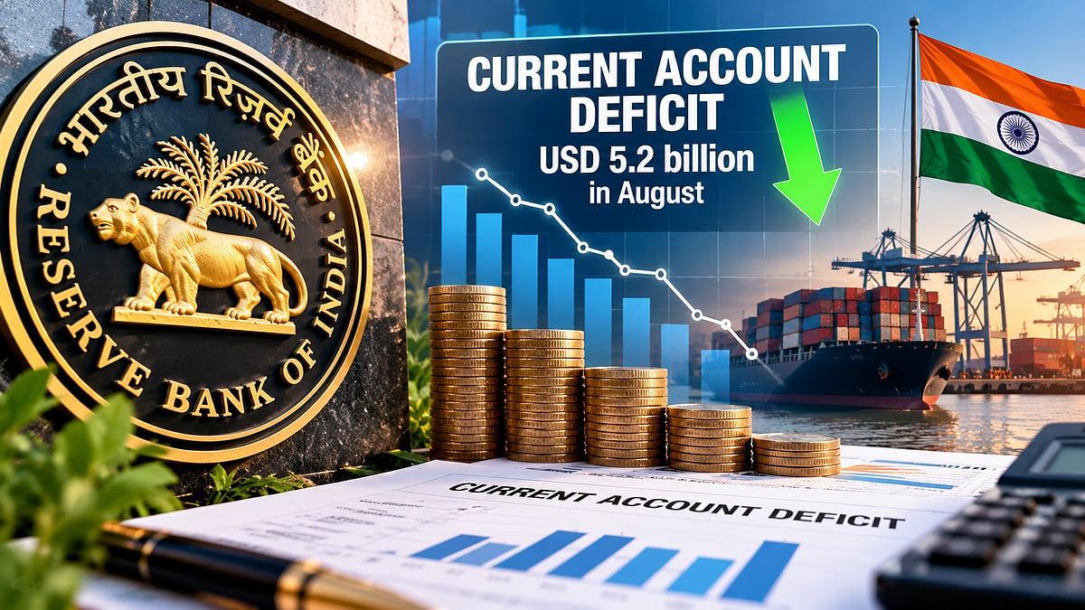 India's Current Account Deficit Narrows To $5.2 Billion In August, RBI Reports $45.4 Billion Balance Of Payments Surplus