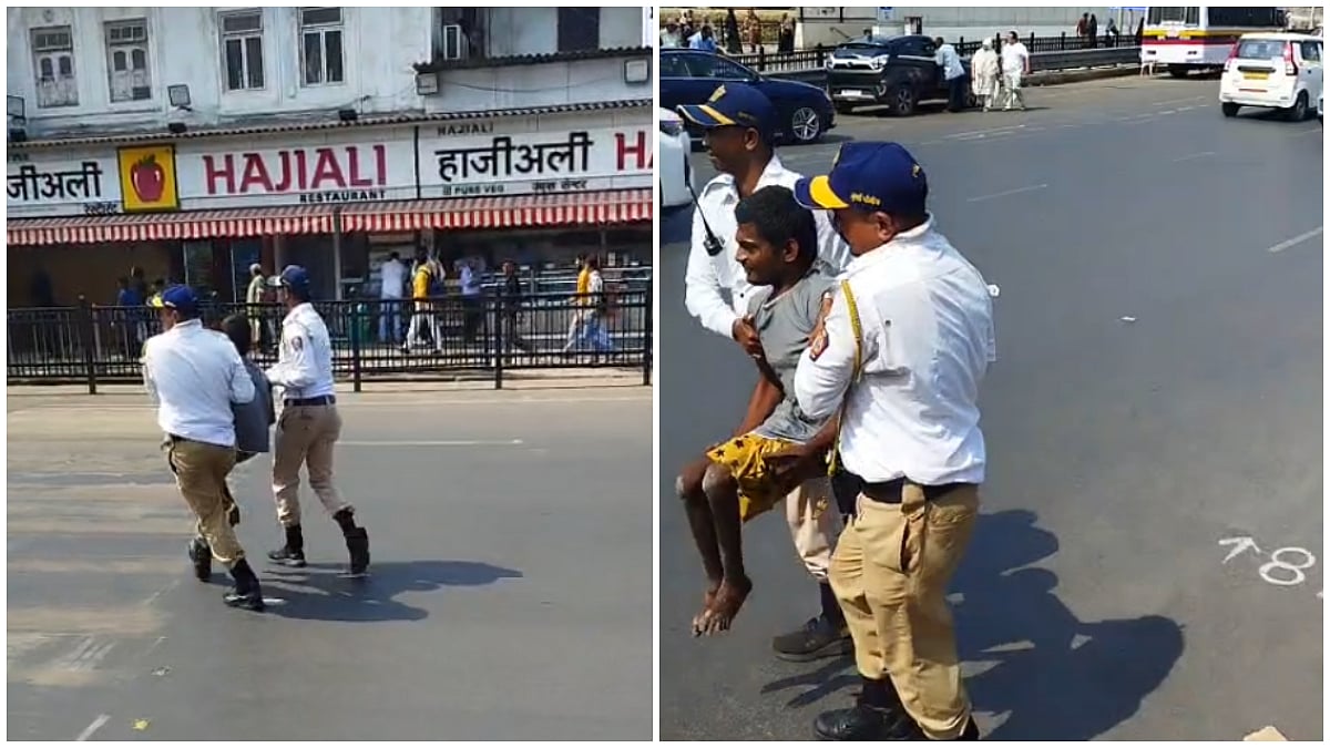 Mumbai Traffic Cops Win Hearts After Lifting Person With Mobility Disability Across Busy Road Near Haji Ali Dargah