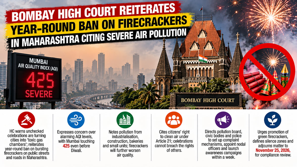 Bombay HC Reiterates Year-Round Ban On Firecrackers On Maharashtra Roads, Warns Of Cities Turning Into 'Toxic Gas Chambers'
