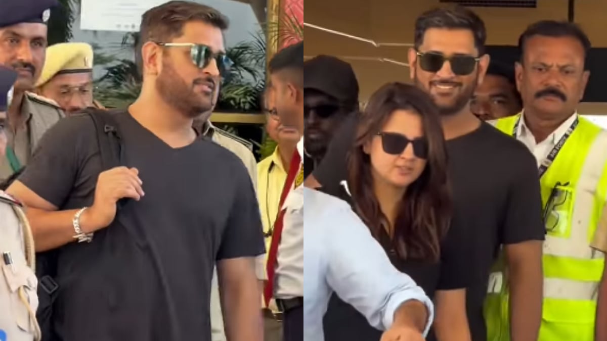 MS Dhoni Dons ₹2.59 Cr Rolex Watch As He Lands In Jamnagar With His Wife Sakshi