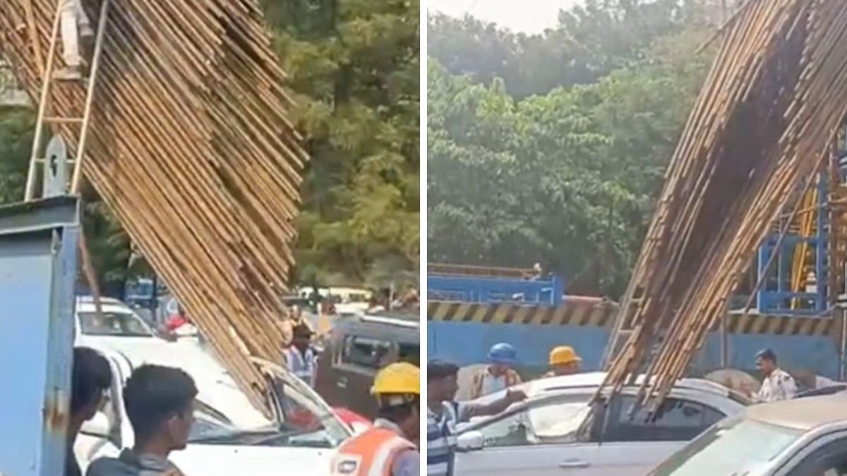 Thane Accident: Steel Reinforcement Cage From Elevated Road Project Falls On Moving Car At Kopri Bridge; MMRDA Fines Contractor ₹2 Crore | VIDEO