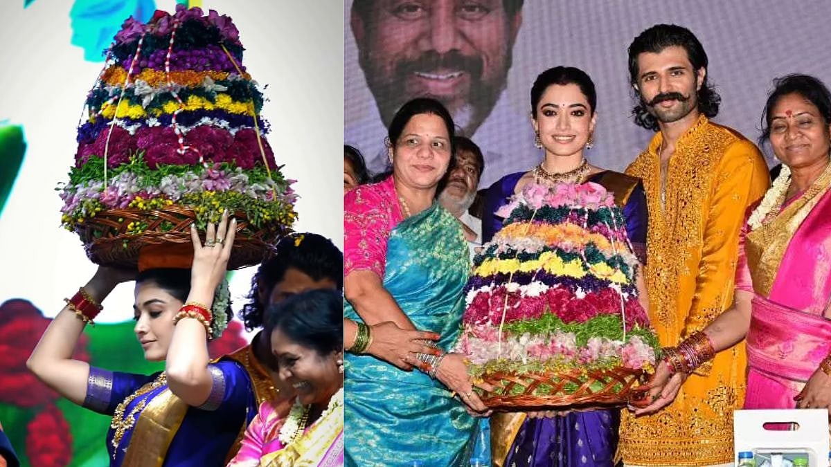 Rashmika Celebrates Bathukamma With Vijay Deverakonda In Traditional Attire At Hyderabad Event; What's So Special About This Floral Festival? 