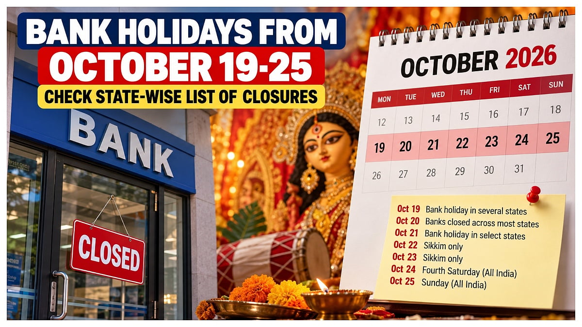 Bank Holidays From October 19-25, Check State-Wise List Of Bank Closures During Dussehra & Durga Puja