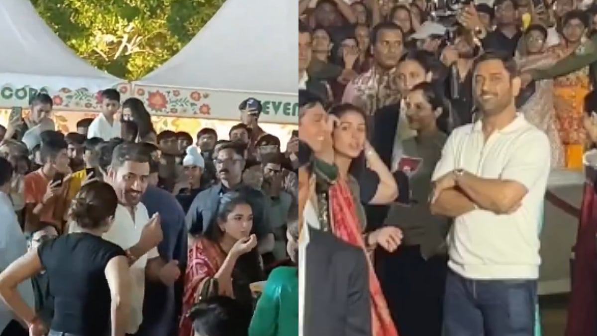 MS Dhoni, Radhika Ambani Enjoy Ice Cream In 'Navratri Mela' At Reliance Township In Jamnagar; Visuals Go Viral