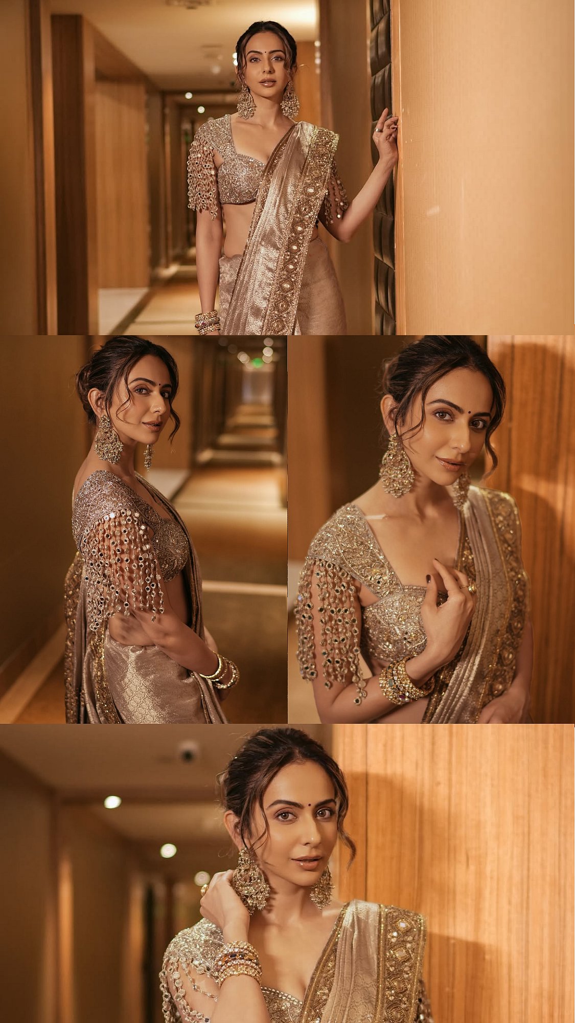 Rakul Preet Singh Dazzles In ₹4.8 Lakh Bronze-Gold Brocade Saree And Hand-Embroidered Zardozi Blouse For Ramayana Promotions