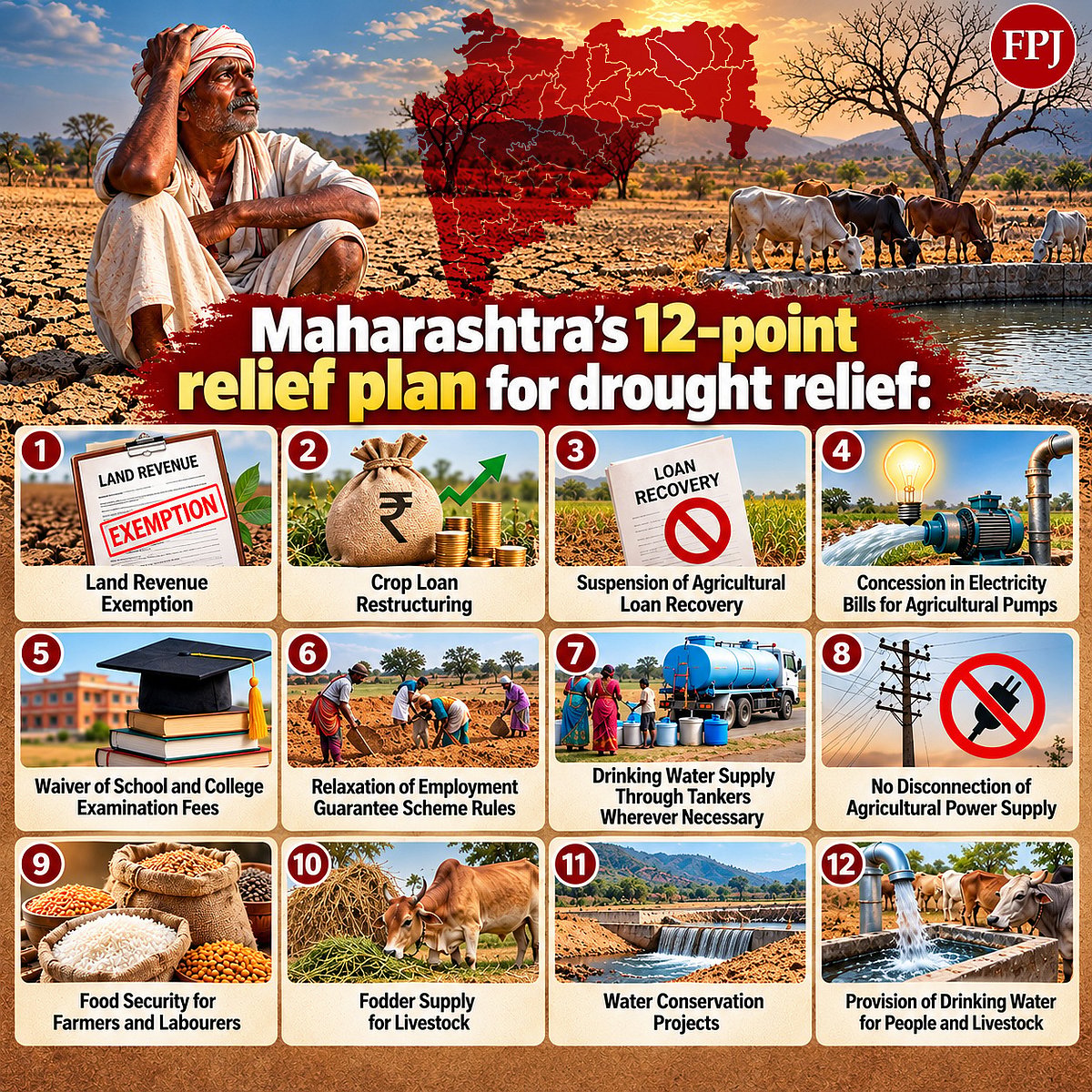 The Maharashtra government listed out the measures it will take in drought-hit talukas in a government resolution last week.