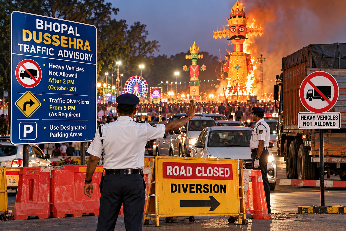Bhopal Traffic Diversion On Dussehra: Heavy Vehicles Banned From 2 PM On October 20, Routes Changed Near Ravan Dahan Grounds