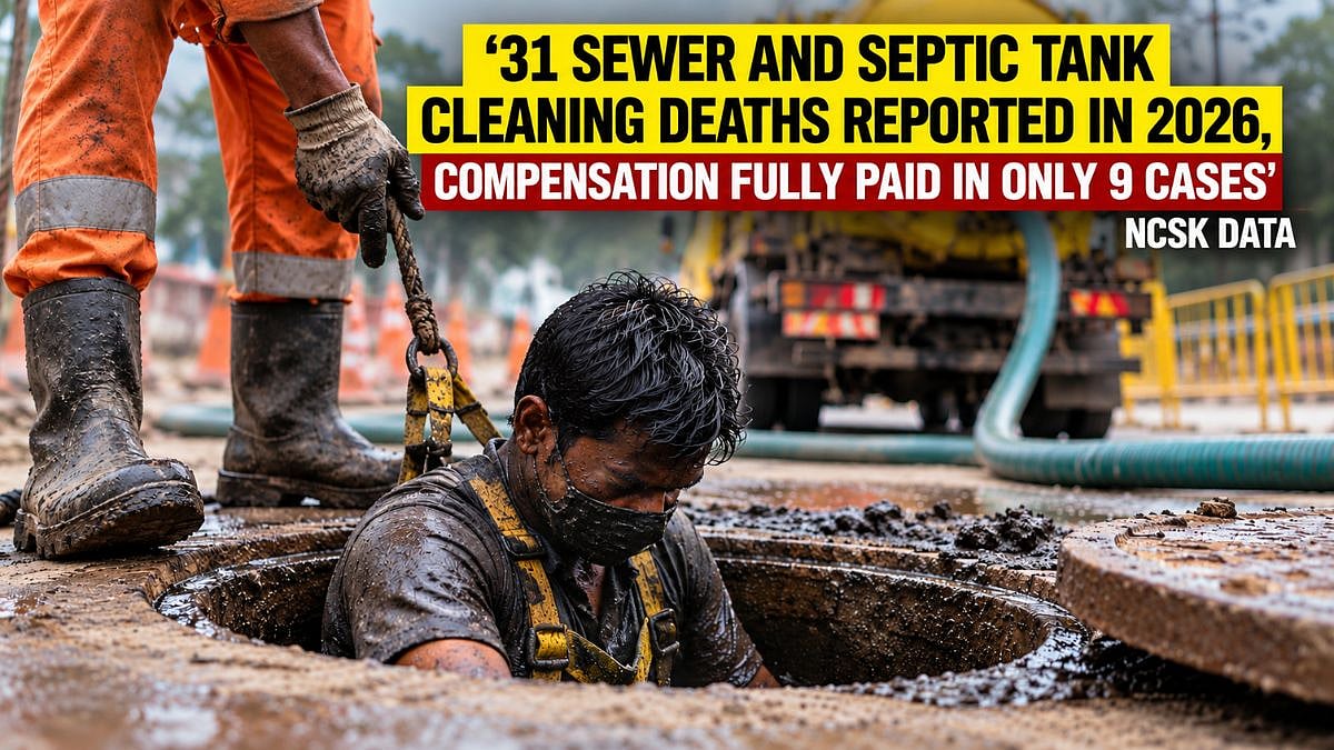 '31 Sewer And Septic Tank Cleaning Deaths Reported In 2026, Compensation Fully Paid In Only 9 Cases': NCSK Data
