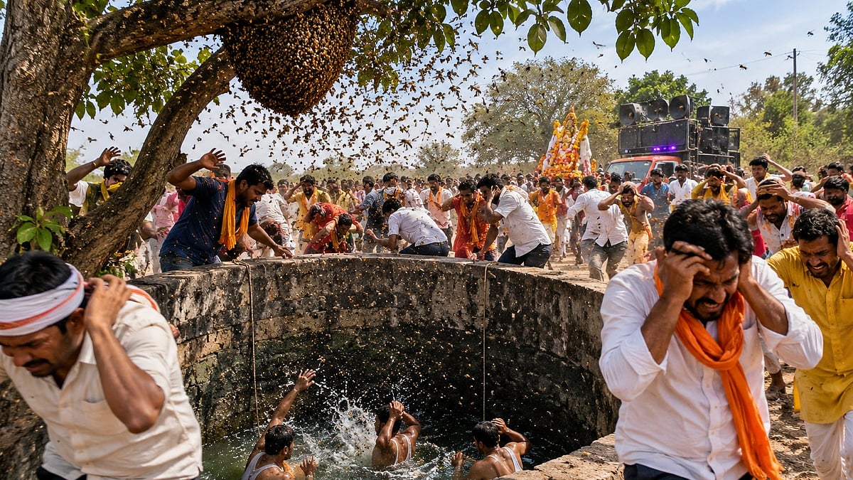 Jawara Visarjan Turns Chaotic As Bees Attack Devotees In MP's Dewas, 20 Injured