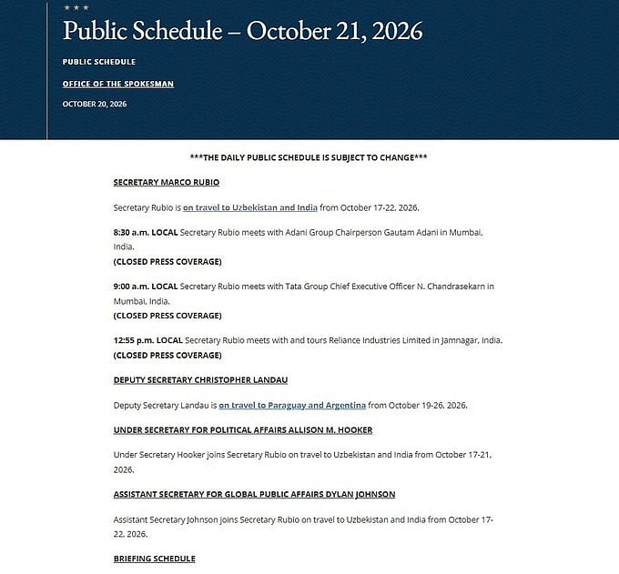 Rubio's schedule for today