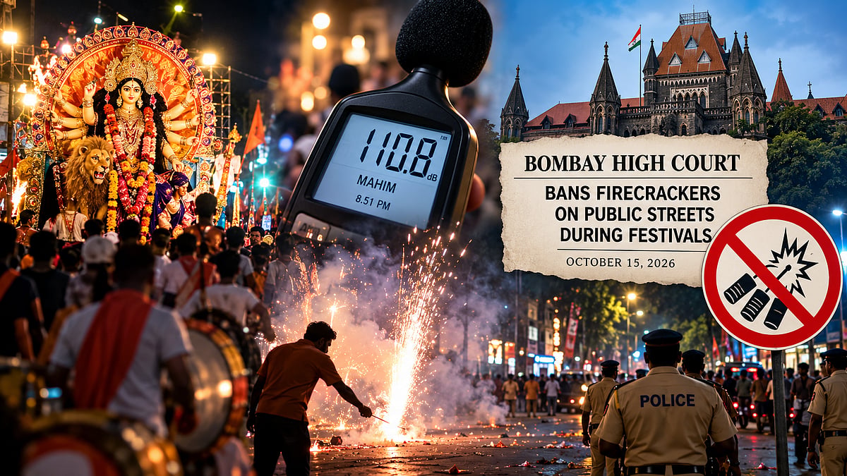 Firecracker Ban Violated During Durga Visarjan Despite Bombay HC Order; Noise Levels Touch 110.8 dB, Says Awaaz Foundation