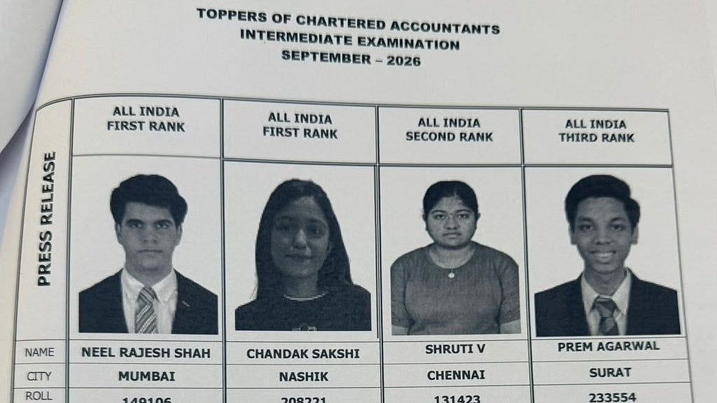 ICAI CA Intermediate September 2026 Toppers: Mumbai's Neel Rajesh Shah, Nashik's Chandak Sakshi Secure AIR 1 With 502 Marks