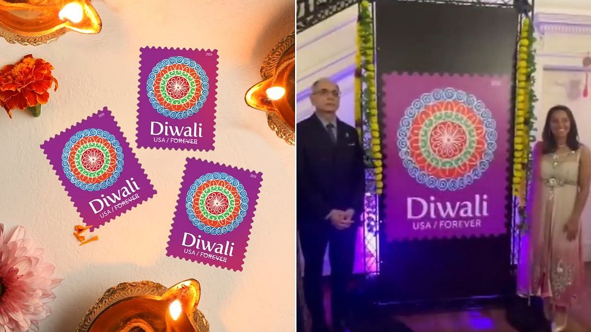 USPS Unveils Diwali Stamp Featuring Vibrant Rangoli By Indian Artist Sangita Bhutada At Indian Embassy In Washington | Watch