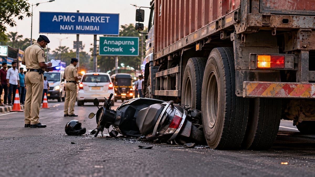 Navi Mumbai Tragedy: 17-Year-Old Boy Dies After Speeding Trailer Runs Over Scooter Near APMC Market