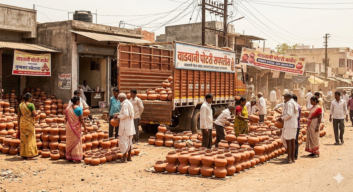 Beed: October Heat Brings Earthen Pots To Wadwani Market Early